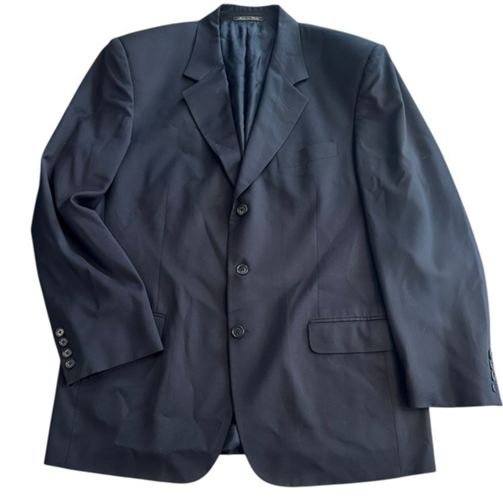 Santorelli Italy Super 120s Wool Roma Sport Coat Mens Size 42R Navy Blue